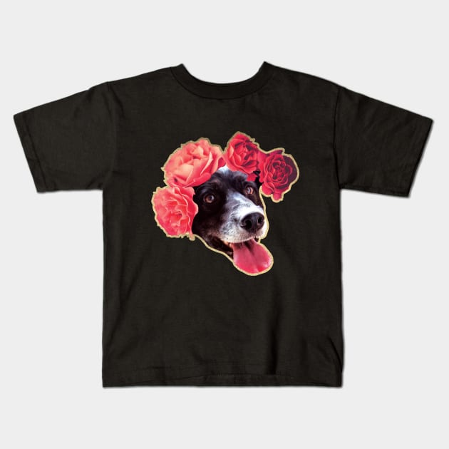 Border Collie with Flowers Kids T-Shirt by FreshTeas